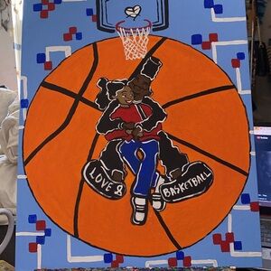 Basketball Art Canvas with Couple Illustration